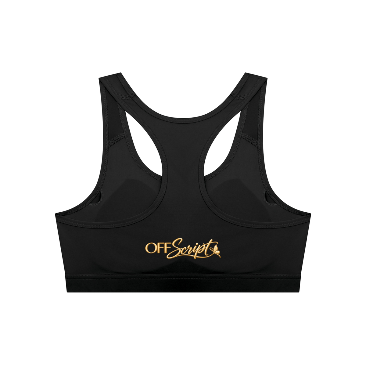 Off Script Women’s Cropped Sports Bra - Black back
