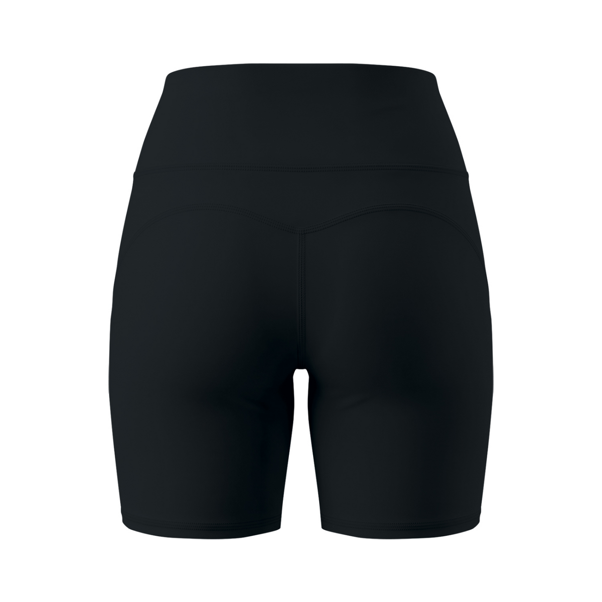Off Script Women’s High Waisted Yoga Biker Shorts - Black back mockup