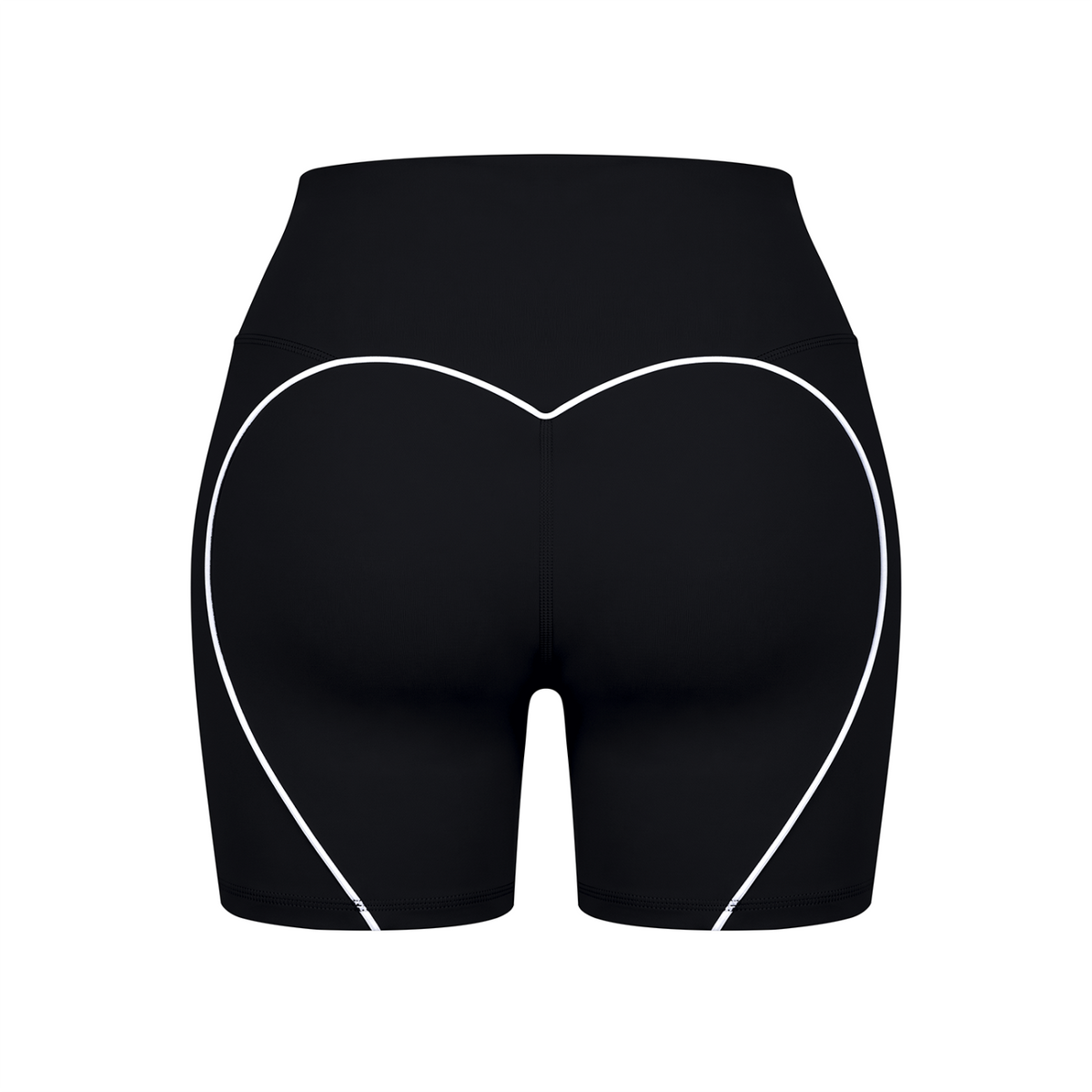 Off Script Women’s High Waisted Yoga Biker Shorts - Black back 3D mockup