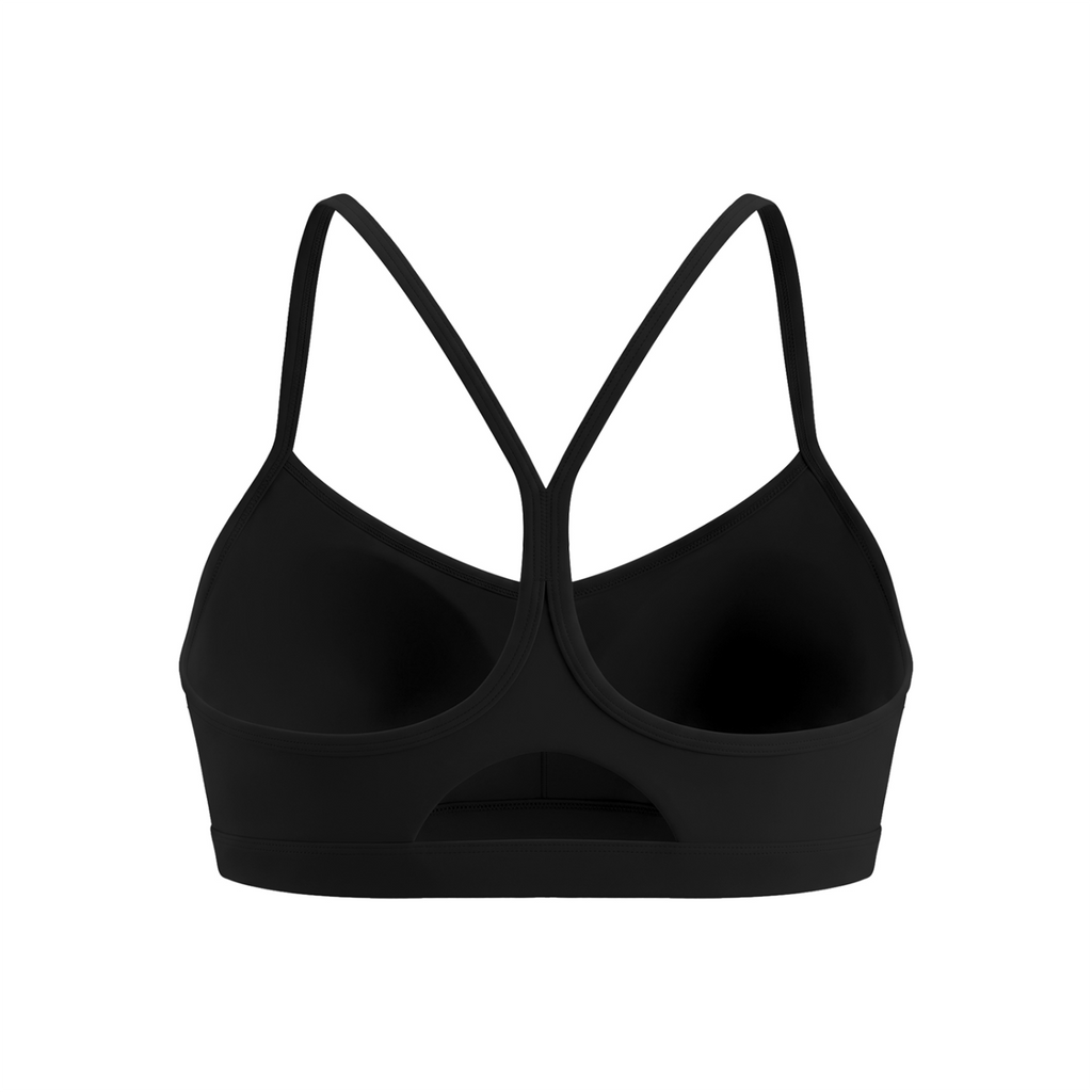 Off Script Women's Tight Cropped Sports Bra - Black - back mockup