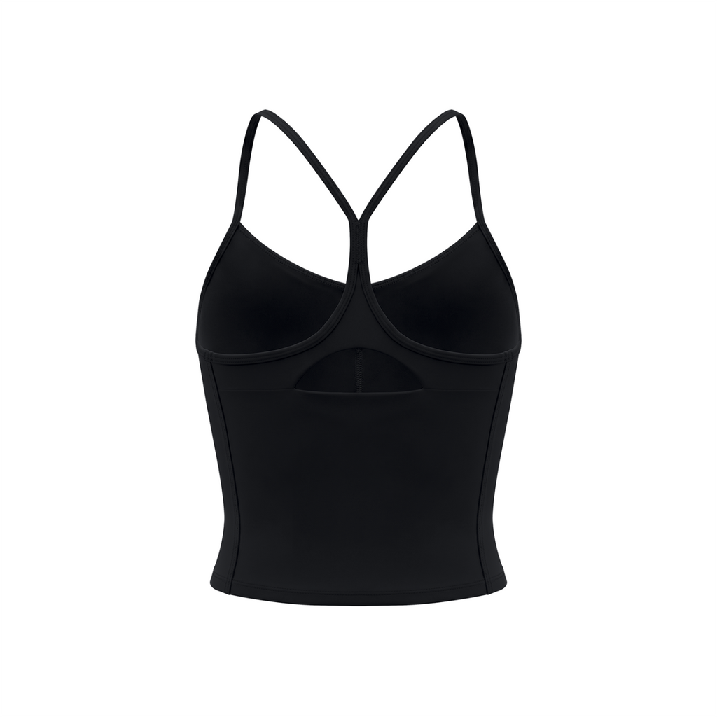 Off Script Women’s Solid Color Yoga Sports Bra - Black - back mockup