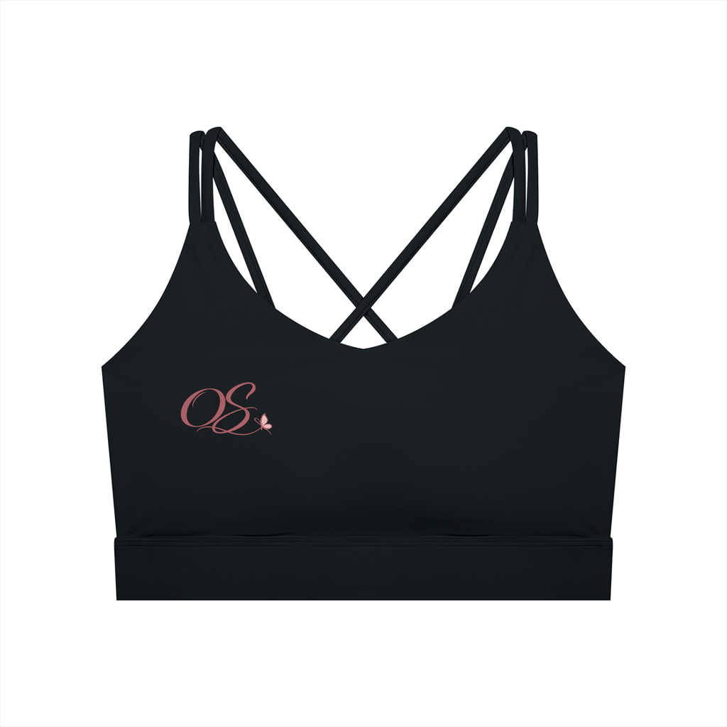 Off Script Women’s Lycra Cropped Yoga Sport Bra - Black front