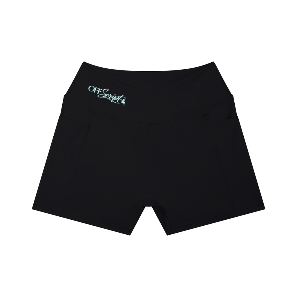 Women’s High Rise Pocket Yoga Shorts - Black - front