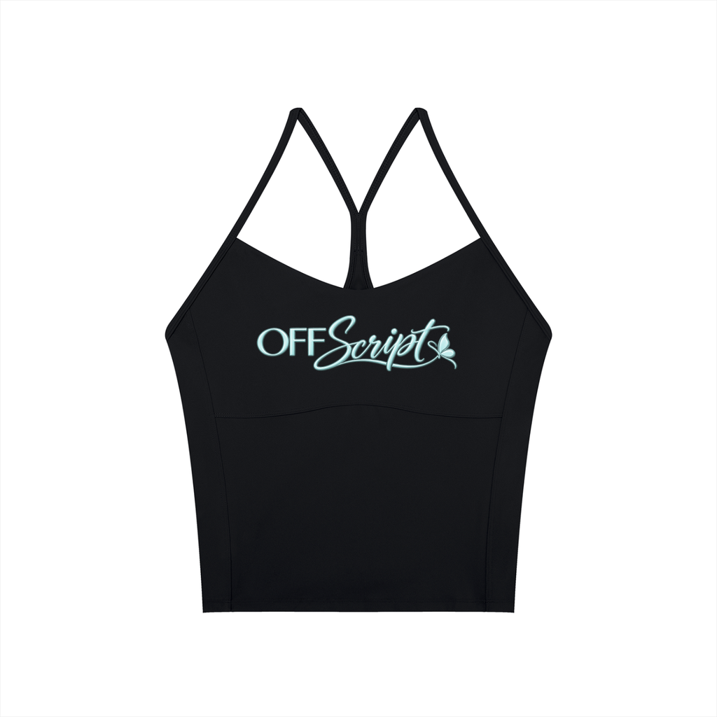 Off Script Women’s Solid Color Yoga Sports Bra - Black - front
