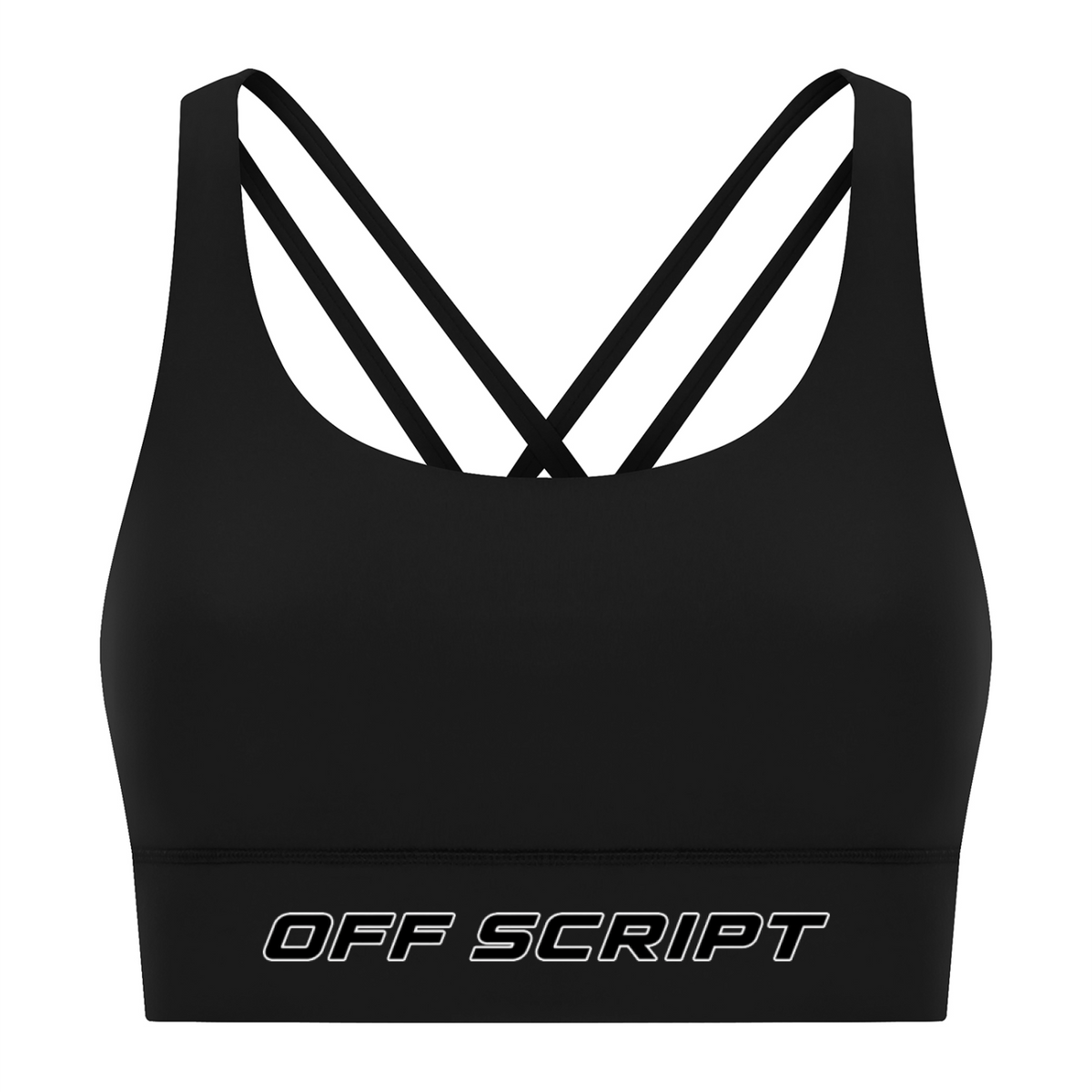 Strappy Criss-Cross Sports Bra - Black front mockup