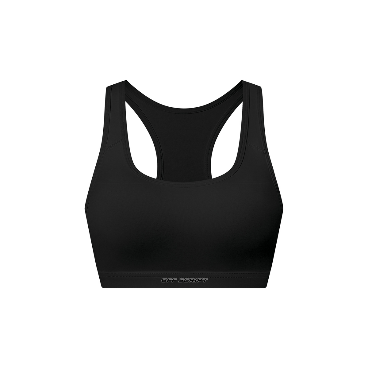 Off Script Women's Cropped Sports Bra - Black front mockup