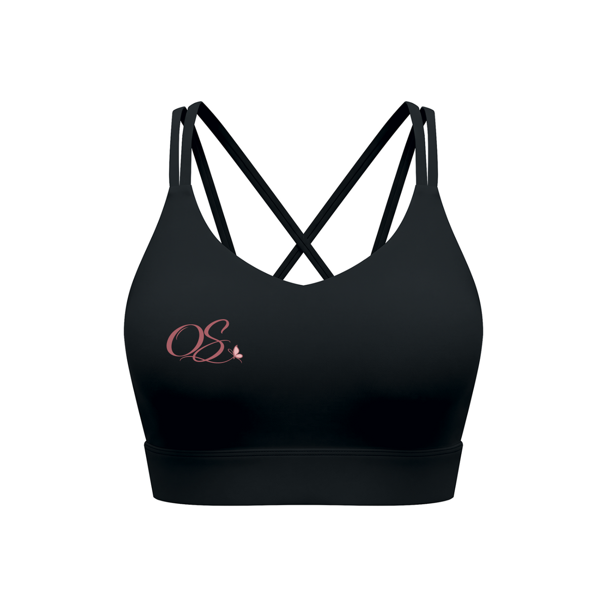Off Script Women’s Lycra Cropped Yoga Sport Bra - Black front mockup