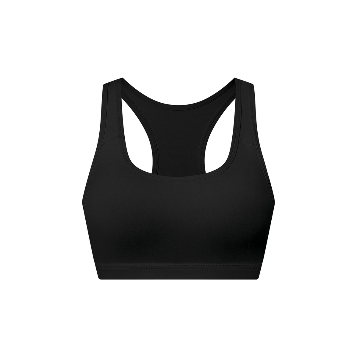 Off Script Women’s Cropped Sports Bra - Black front 3D mockup