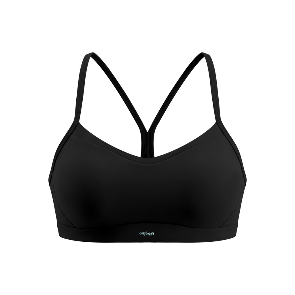 Off Script Women's Tight Cropped Sports Bra - Black - front mockup