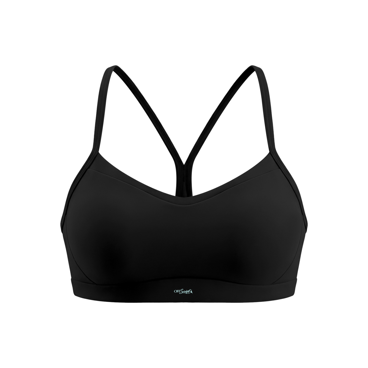 Off Script Women's Tight Cropped Sports Bra - Black - front mockup