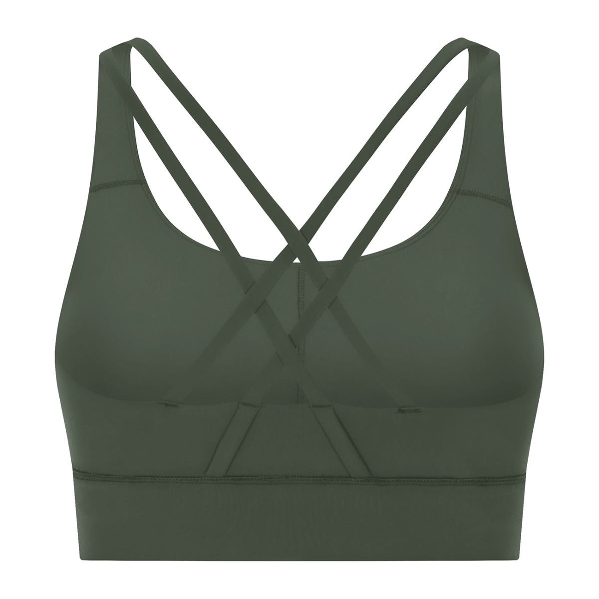 Strappy Criss-Cross Sports Bra - Blackish Green back mockup