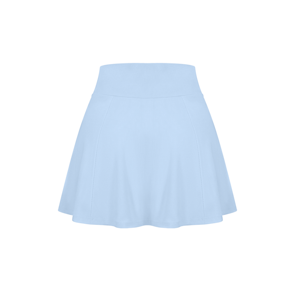 Off Script Women’s Pleated A-Line Tennis Skirt - Blue back 3D mockup