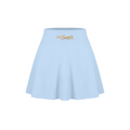 Off Script Women’s Pleated A-Line Tennis Skirt - Blue front 3D mockup