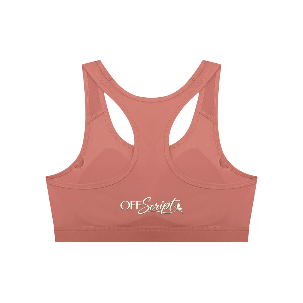Off Script Women’s Cropped Sports Bra - Brick Red back