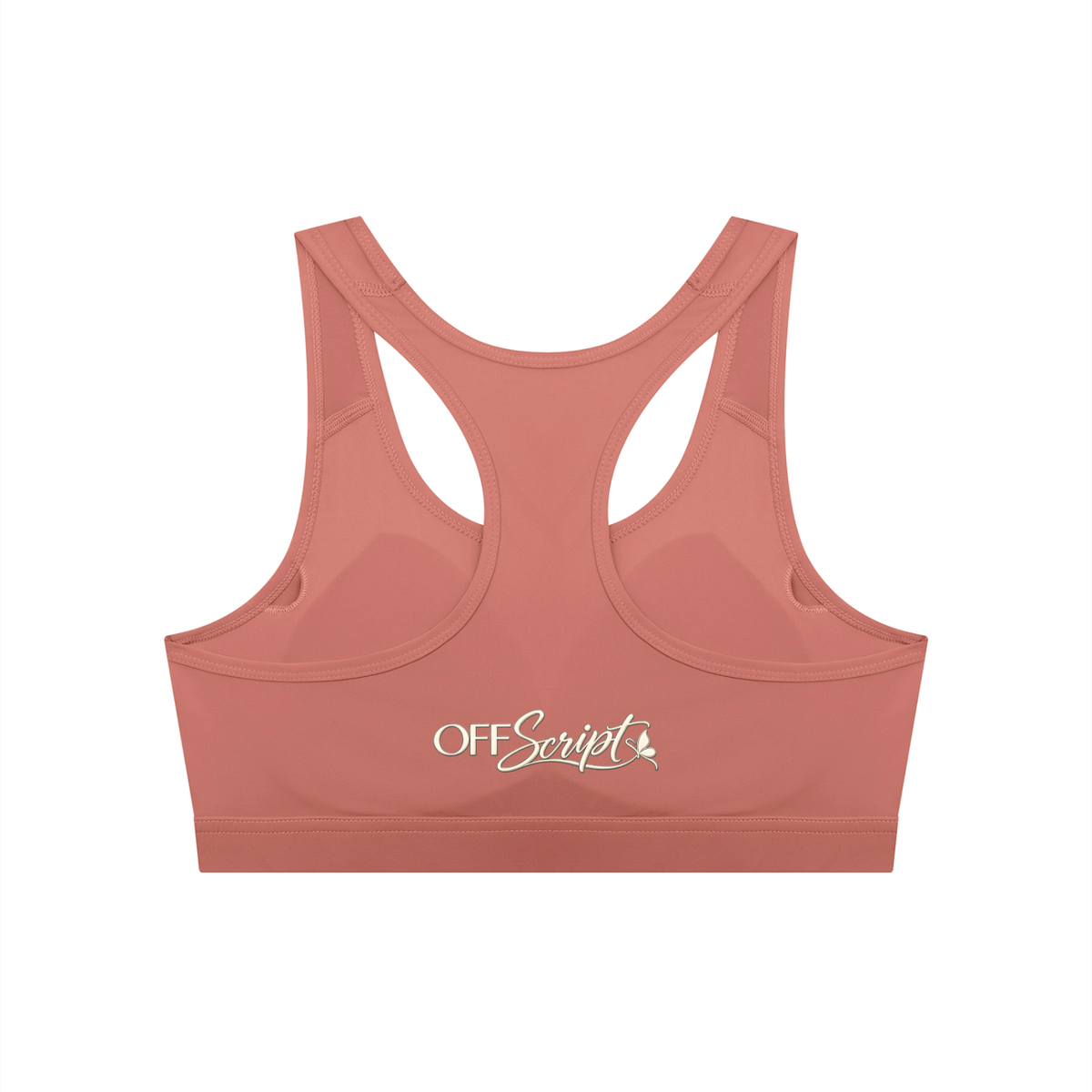 Off Script Women’s Cropped Sports Bra - Brick Red back
