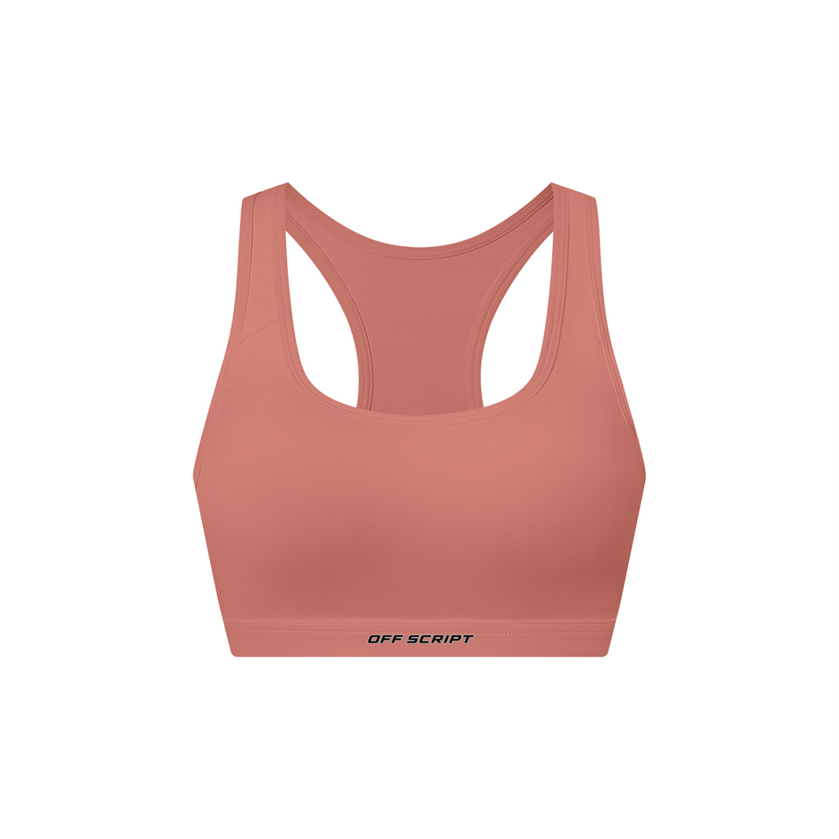 Off Script Women's Cropped Sports Bra - Brick Red front mockup