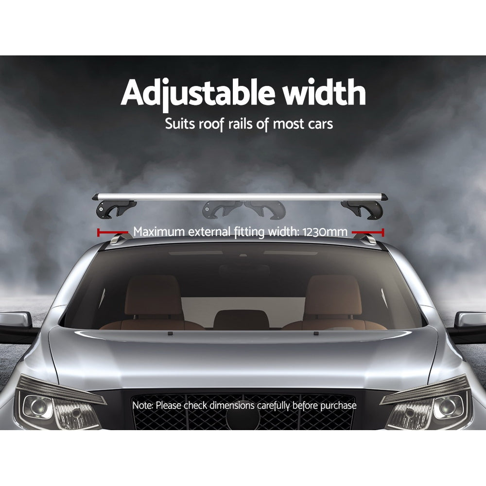Universal Car Roof Racks Pod Cross Bars Aluminium Adjustable 123cm Silver