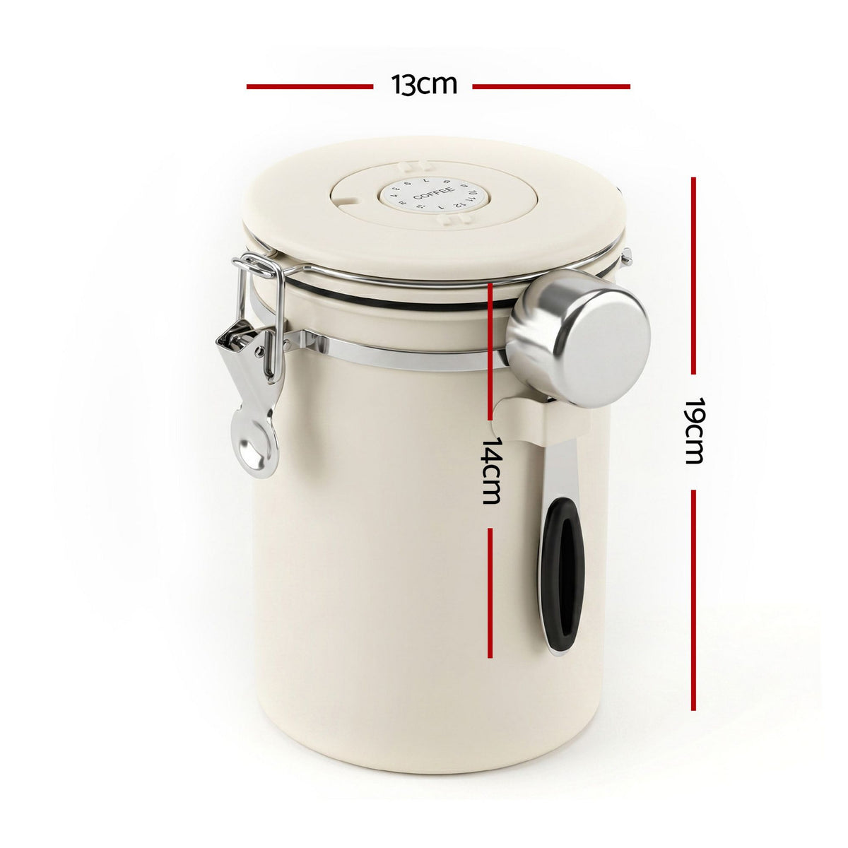 5-Star Chef 1.8L Stainless Steel Coffee Bean Storage Canister – Beige