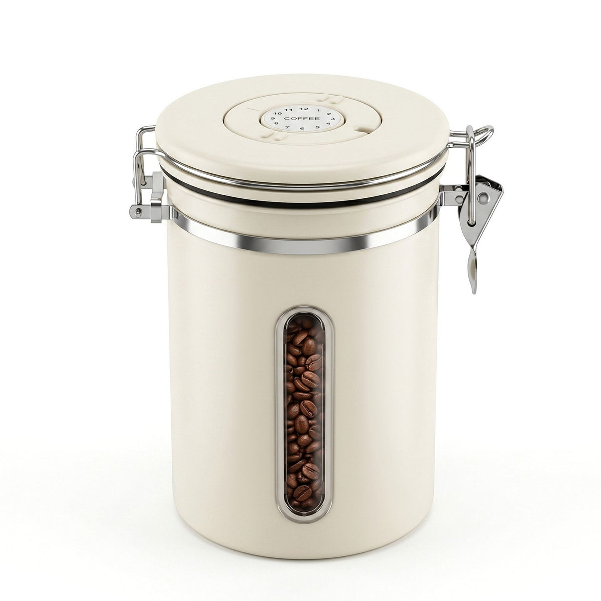5-Star Chef 1.8L Stainless Steel Coffee Bean Storage Canister – Beige