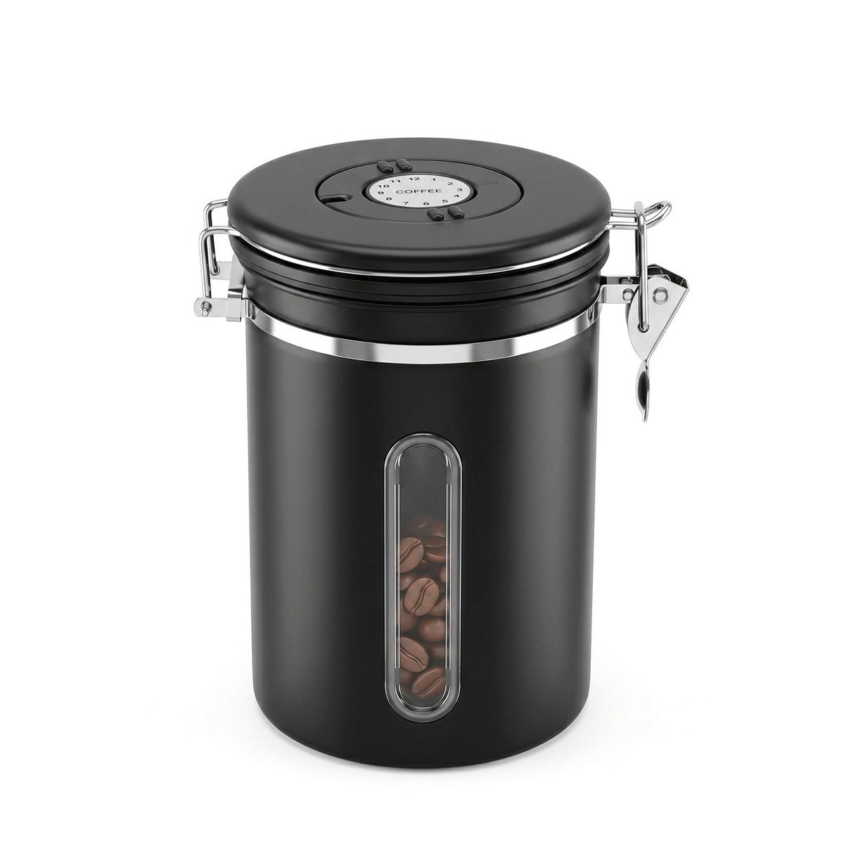 5-Star Chef 1.8L Stainless Steel Coffee Bean Storage Canister – Black