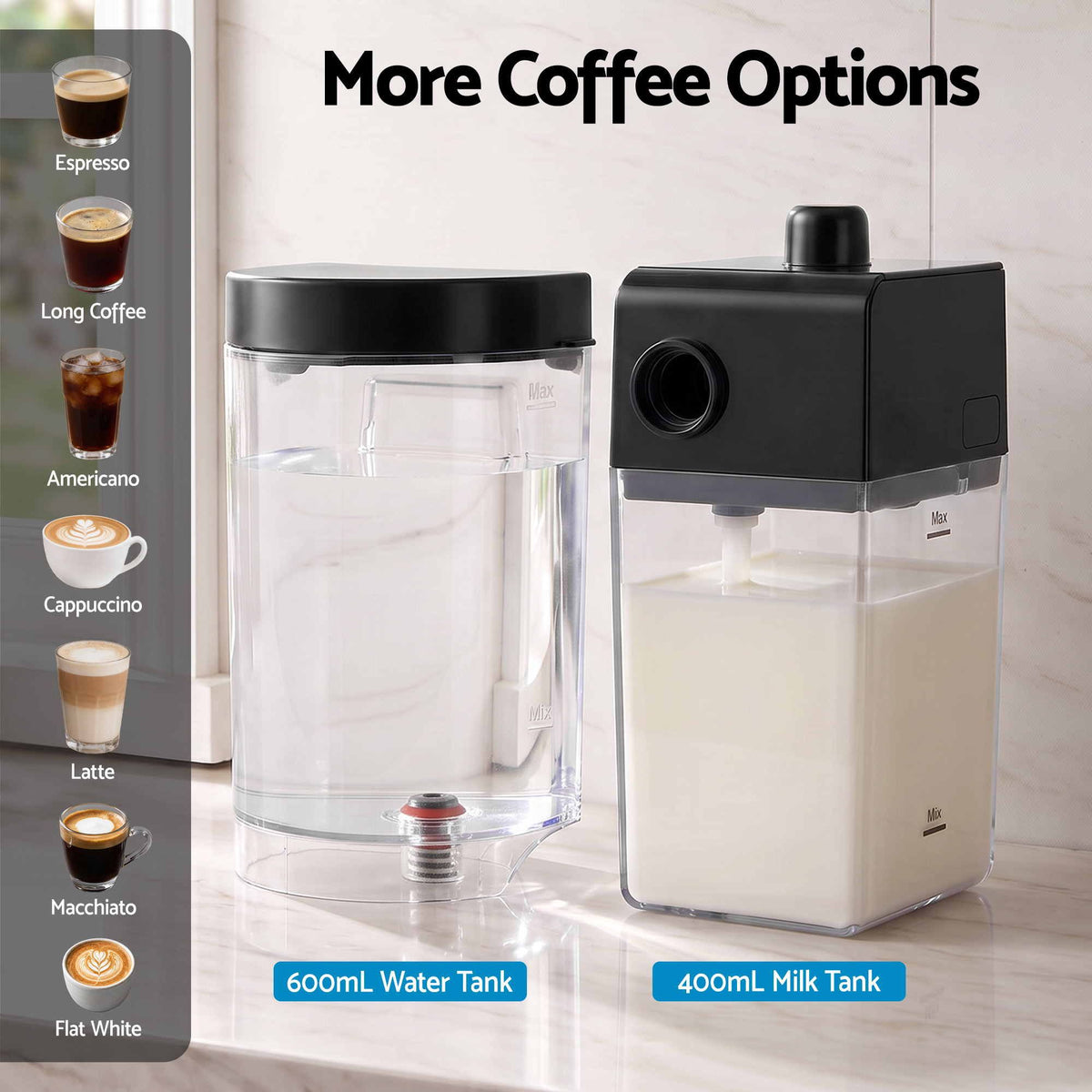 Devanti Capsule Coffee Machine with Milk Frother, Black