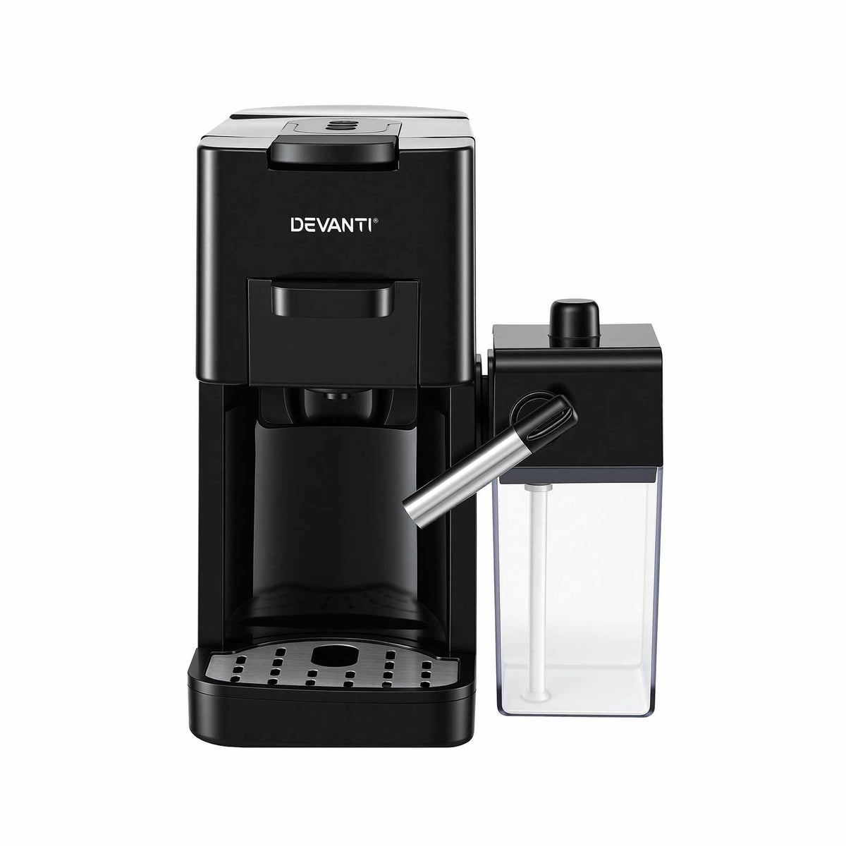 Devanti Capsule Coffee Machine with Milk Frother, Black