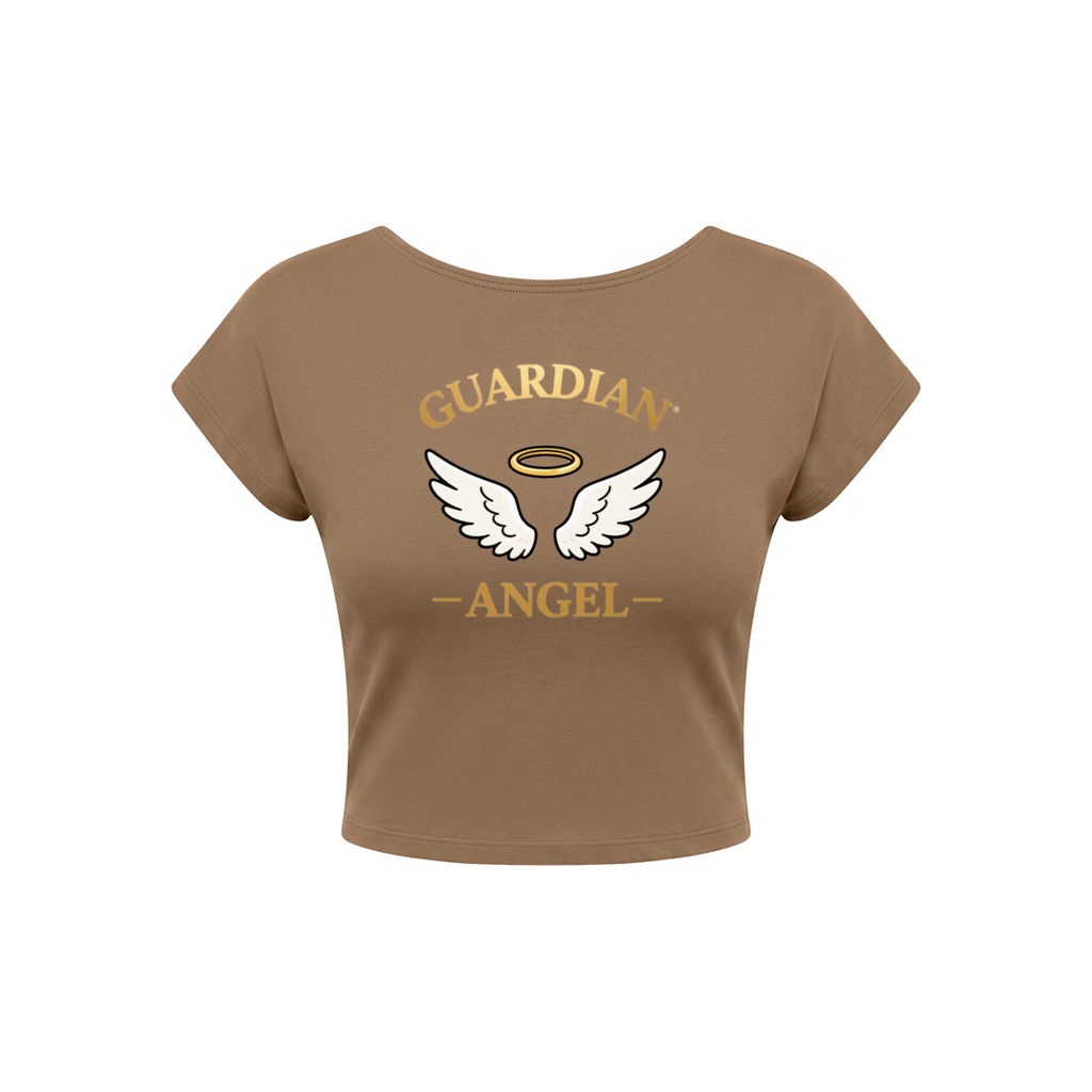 Guardian Angel Women's Open-Back T-Shirt - Coffee front 3D mockup