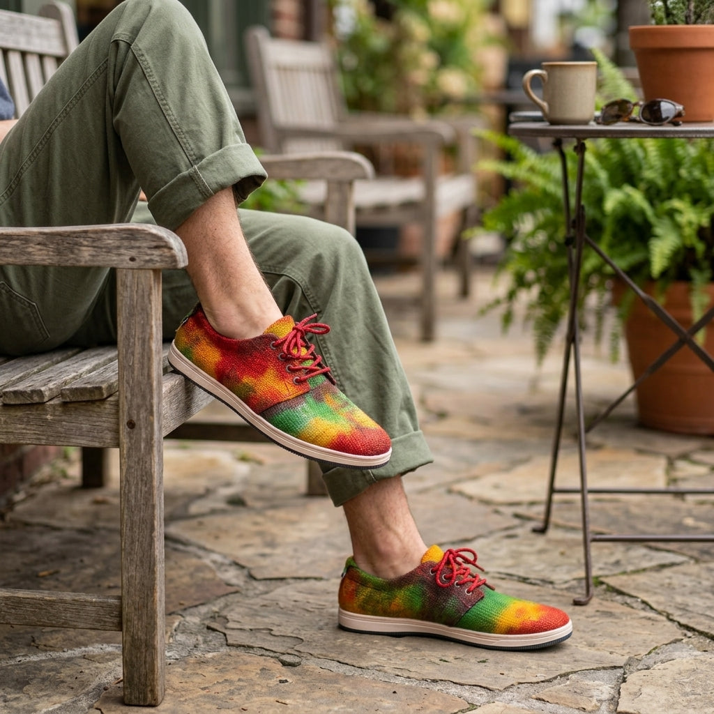 Rasta Tie Dye Hemp Sneakers – Organic Lace-Up Hemp Shoes