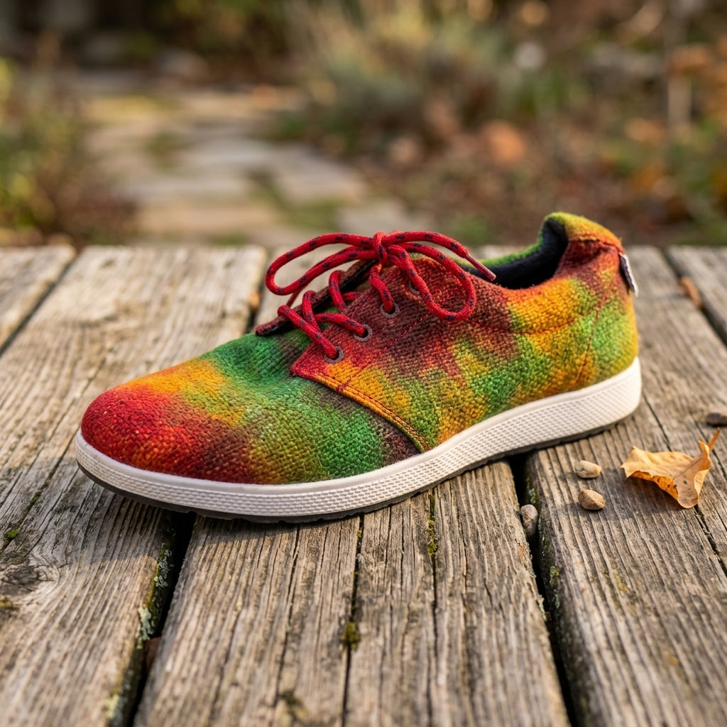 Rasta Tie Dye Hemp Sneakers – Organic Lace-Up Hemp Shoes