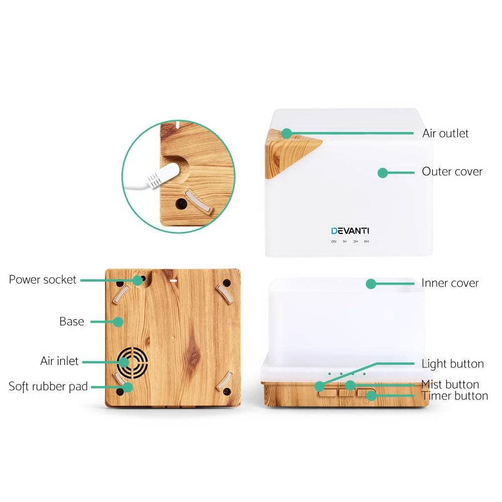 Devanti Aroma Diffuser Aromatherapy Humidifier 600ml — product image 5