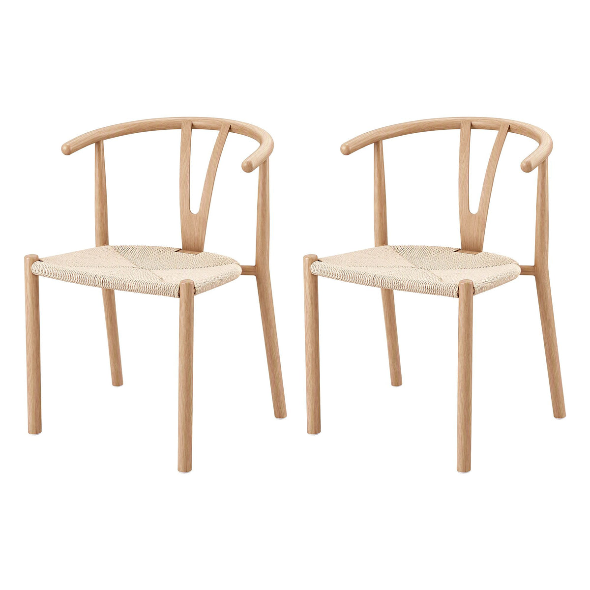 Artiss Dining Chairs Set of 2, Y-Back Leisure Accent Chair for Living Room & Balcony Woven Seat