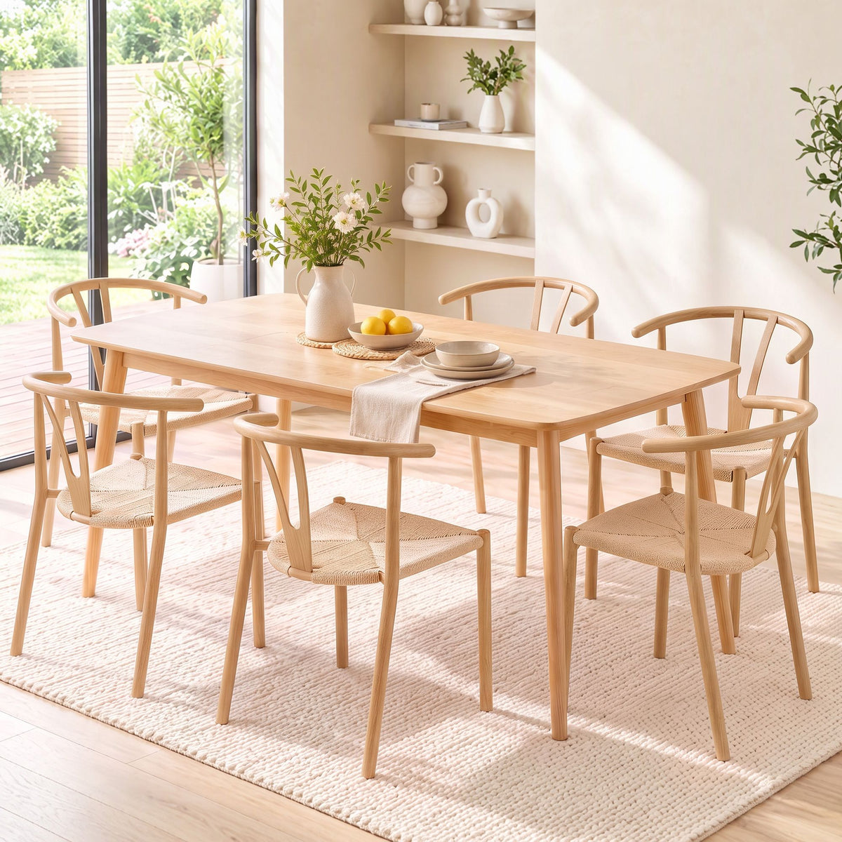 Artiss Dining Chairs Set of 6, Y-Back Leisure Accent Chair for Living Room & Balcony Woven Seat