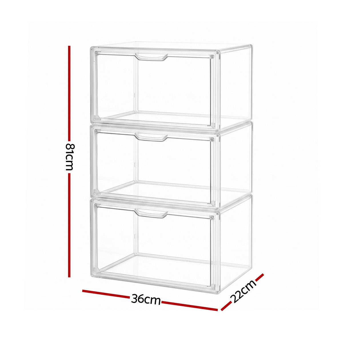 Artiss Stackable Acrylic Collectibles Display Cases – 3-Pack