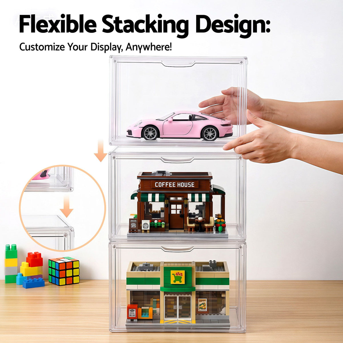 Artiss Stackable Acrylic Collectibles Display Cases – 3-Pack