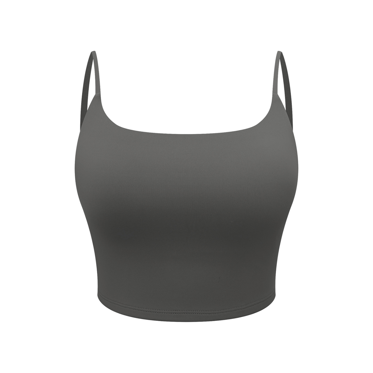 Off Script Women's Solid Color Sports Bra - Dark Gray front 3D mockup