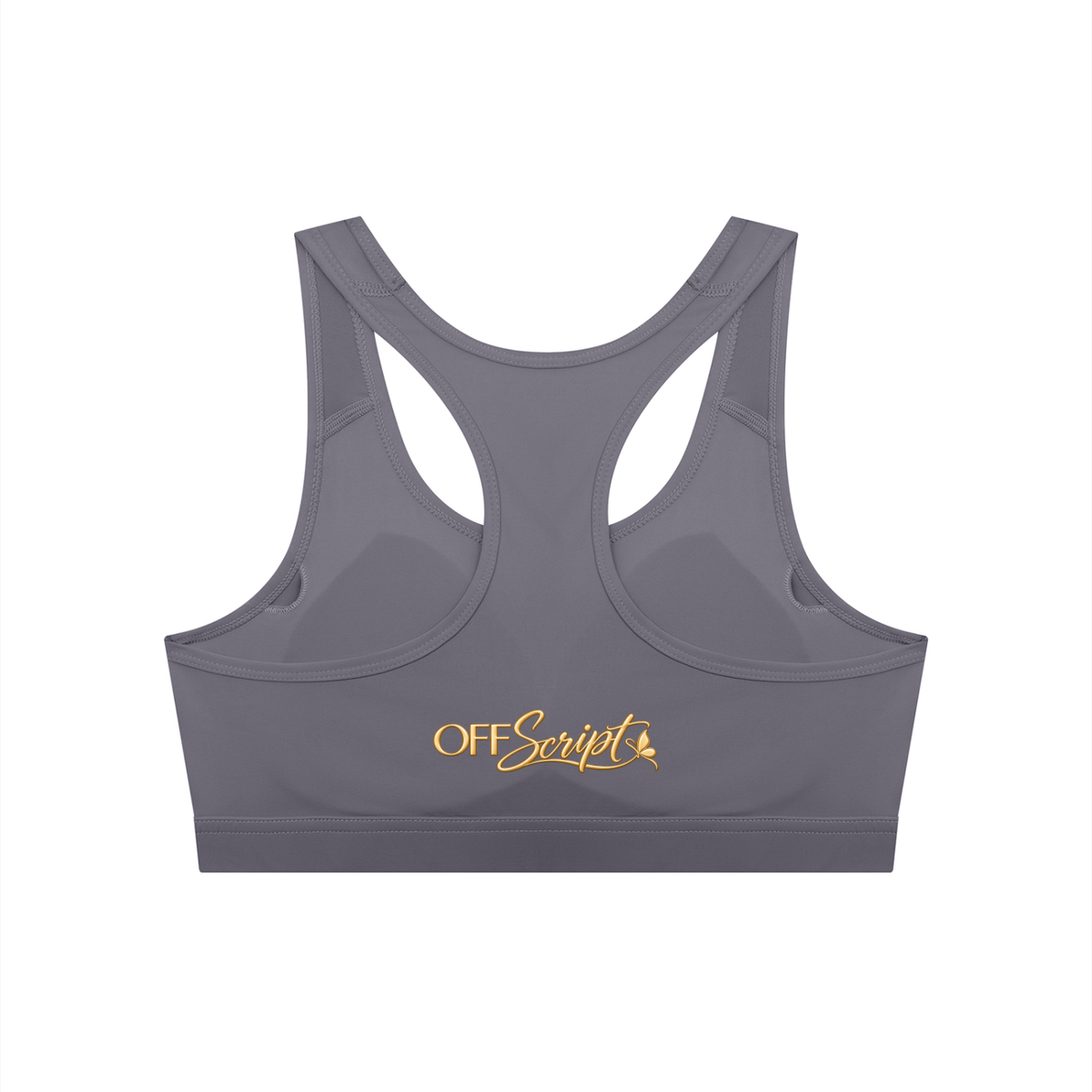 Off Script Women’s Cropped Sports Bra - Dark Purple back