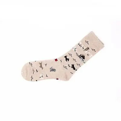 4 Pairs Dog Puppy Pattern Novelty Crew Cotton Socks for Women