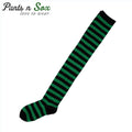 New Womens Ladies Black Green Striped Thigh High Socks Size 2-8