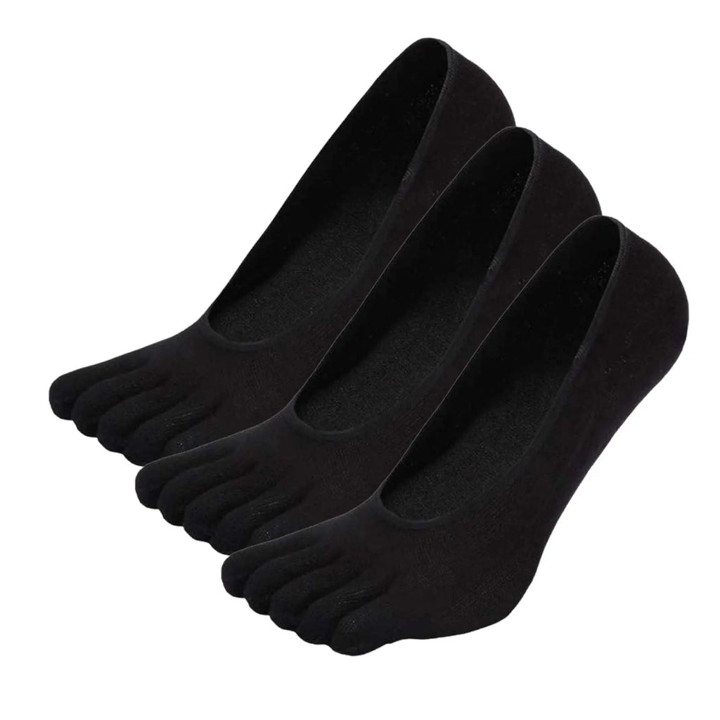 Womens Mens 3 Pairs Toe Sockettes No Show Five Fingers Cotton Socks