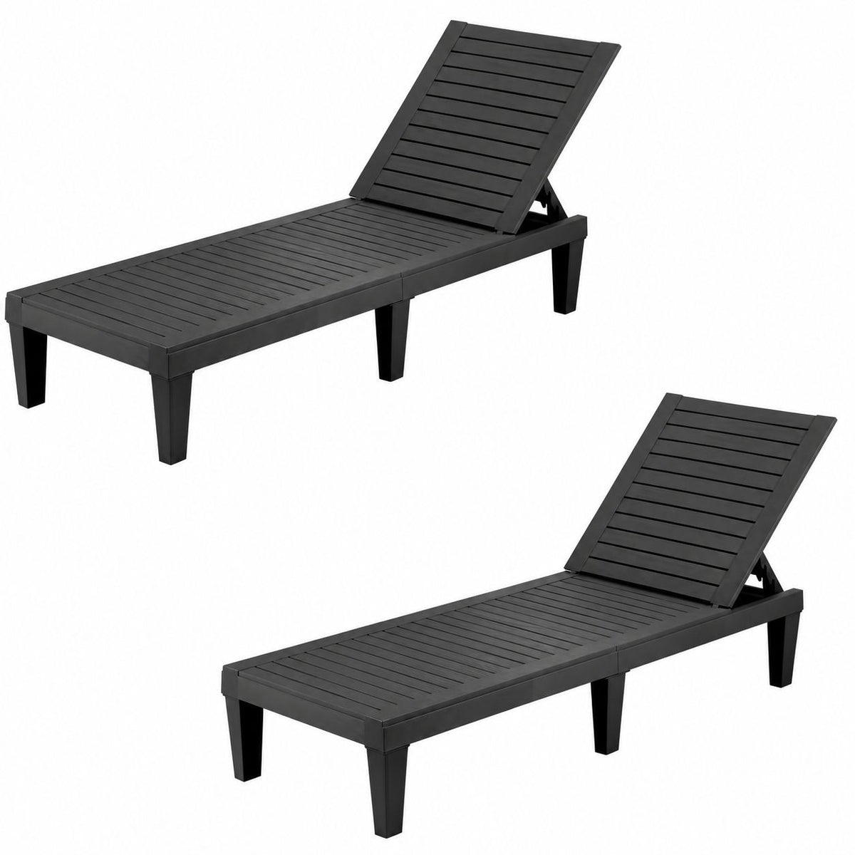 Gardeon 2x Sun Lounge Adjustable Recliner Patio Outdoor Furniture Lightweight Black — product image 4 of 8