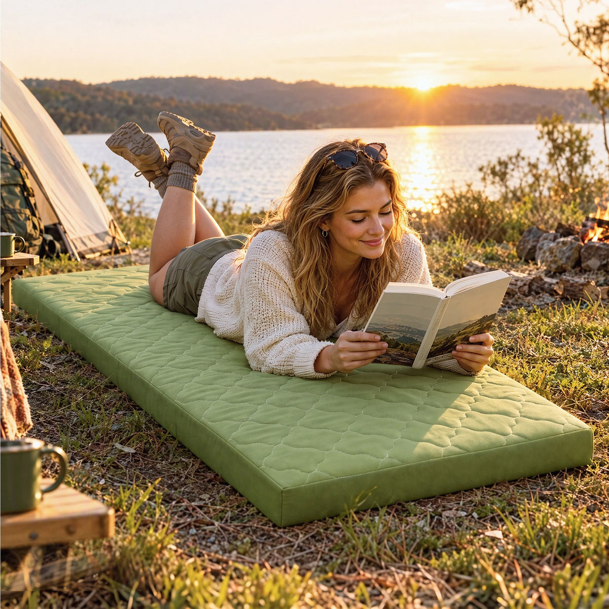 Giselle Single Roll-Up Floor Mattress - 8cm, Green