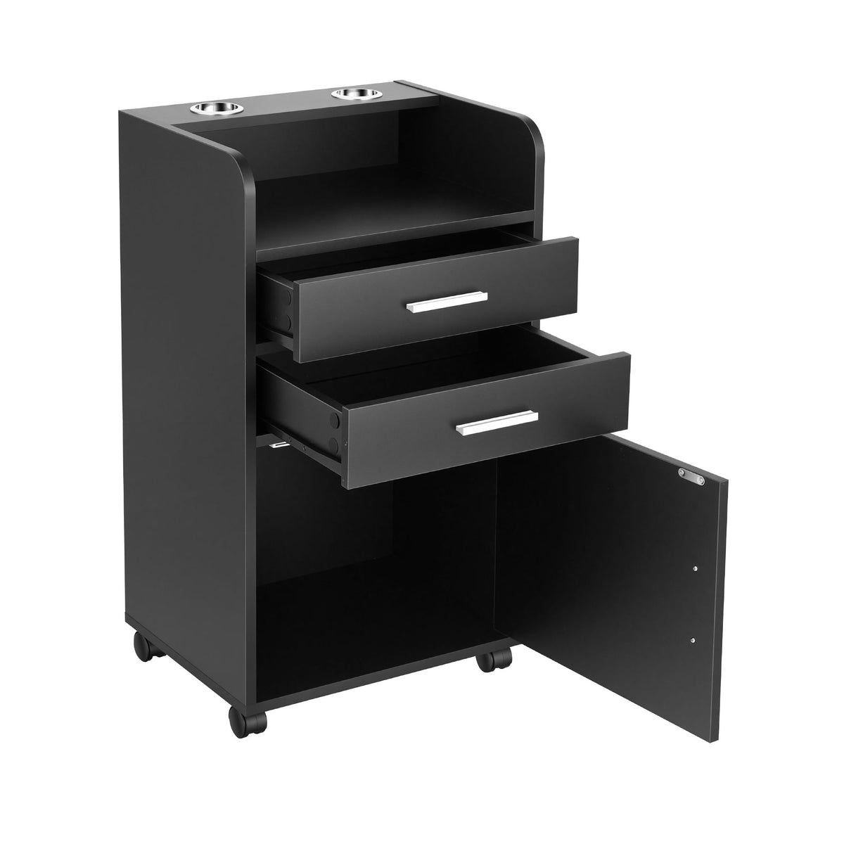 Artiss Rolling Salon Styling Cabinet with Drawers & Tool Holders – Black
