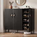 Artiss Shoe Cabinet Fluted Style 25 Pairs Shoe Storage Cupboard Black