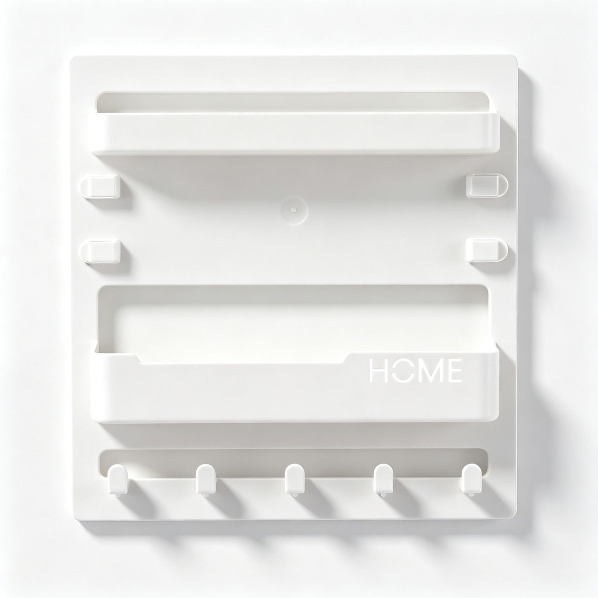 Artiss No-Drill Wall-Mounted Bedside Storage Caddy with 4 Hooks – White