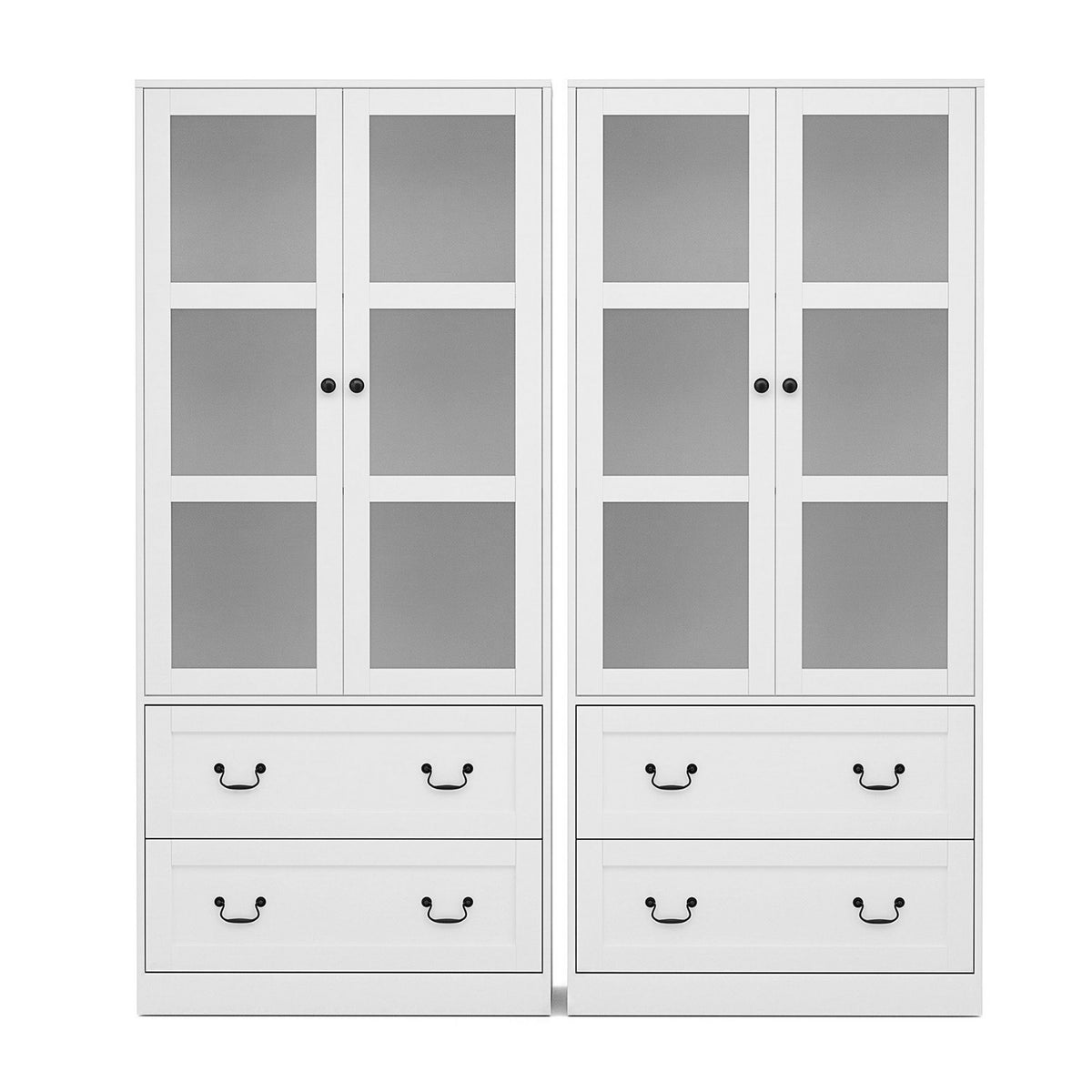 Artiss 180cm Glass-Door Buffet Sideboard Cabinet Set – White