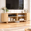 Artiss 180cm TV Unit Storage Shelf Curved Edge Sliding Fluted Style Door Pine — product image 1 of 10