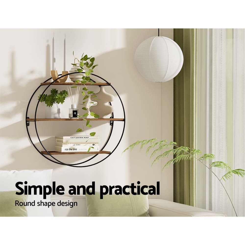 Artiss 3-Tier Round Floating Wall Shelf