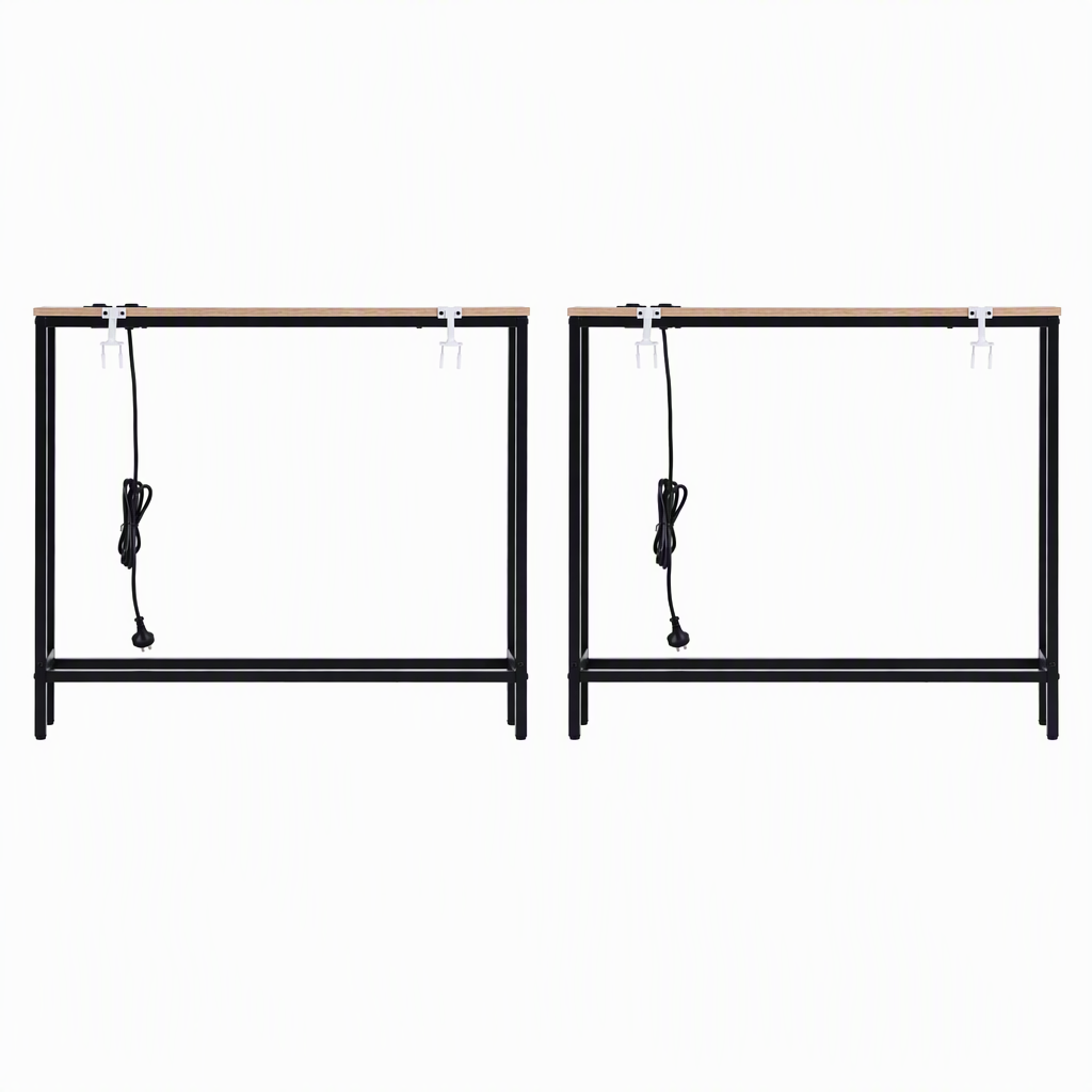Artiss Slim Sofa Console Tables with Charging Station - Wood, Set of 2
