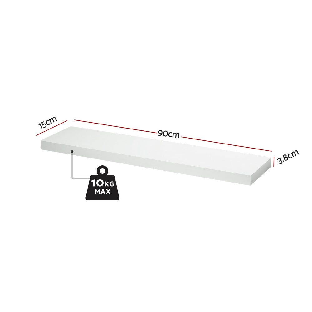 Artiss Floating Wall Shelves – Set of 2, White, 90cm