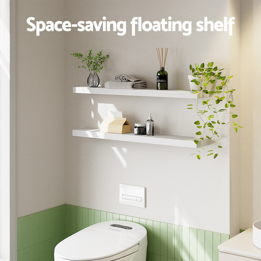 Artiss Floating Wall Shelves – Set of 2, White, 90cm